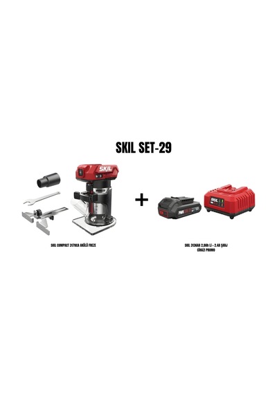 Skil Set-29 Skil Compact 3170CA Akülü Freze + Skil 3136AA 2.0AH Li + 2.4A Şarj Cihazı Promo