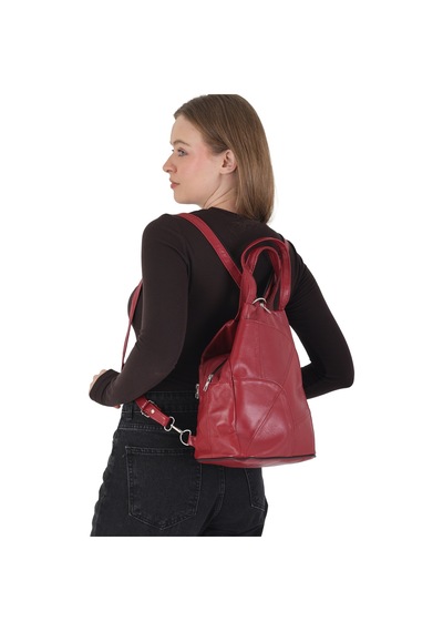 Erzeno Hakiki Deri Bordo Kadın Sırt Çantası / Çok Fonksiyonlu Omuz Çantası Ve Sırt Çantası Bordoo - 703771354 Bordoo