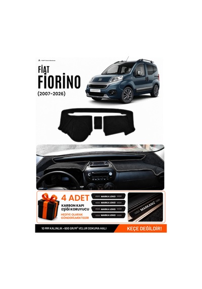Fiat Fiorino 2007-2026 Uyumlu Torpido Koruma, Torpido Örtüsü, Torpido Kılıfı - Siyah