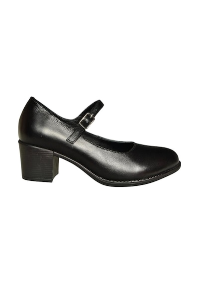 Fox Shoes V468297203 Siyah Hakiki Deri Kalın Topuklu Kadın Ayakkabı Siyah