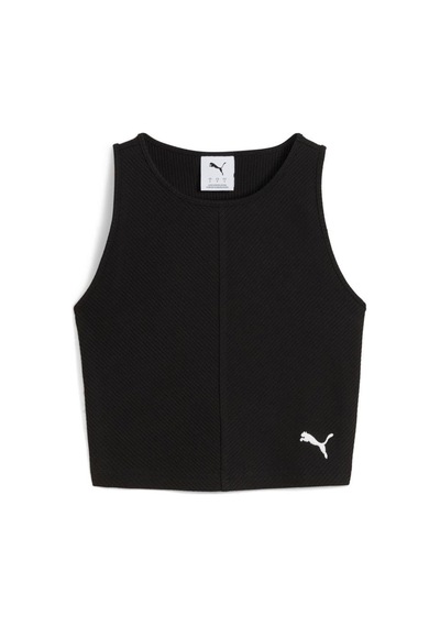 Puma Wardrobe Ess Ribbed Crop Top Kadın T-shirt SIYAH