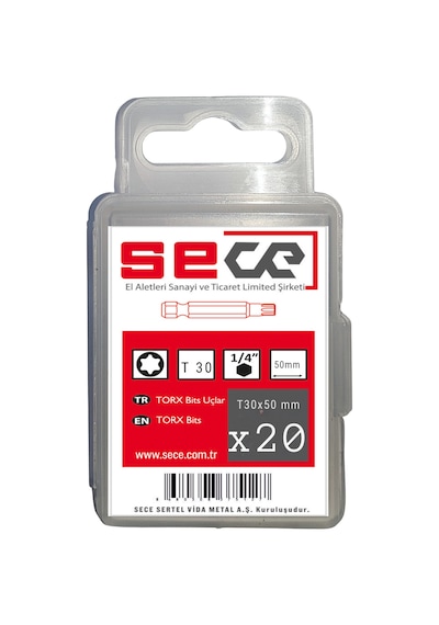 Sece 1/4'' Torx Bits Uç T30x50 Mm 20 Adet