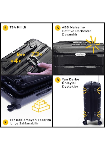 Biggdesign Moods Up 3'lü Valiz Seti, Tsa Kilitli, Abs Gövde, Siyah