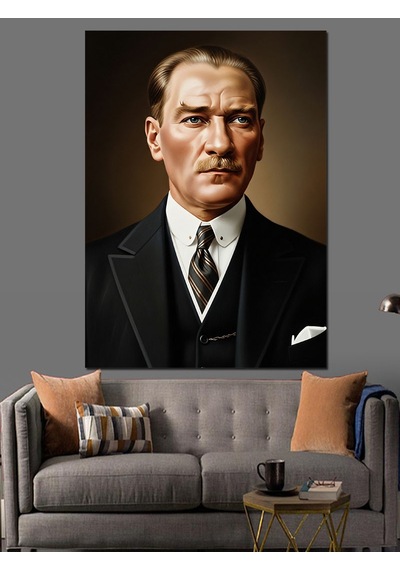 Ahşap Tablo Gerçekçi Atatürk Yüzü Portresi