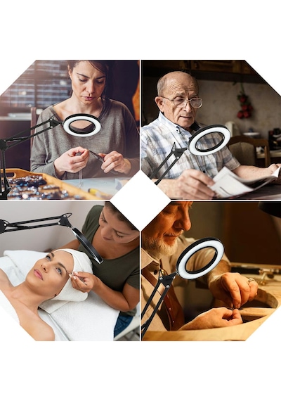 Katlanabilir Led 10x Büyüteç Lamba 3 Renk Modlu Masa Üstü