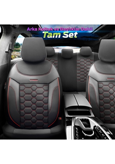 Otom Yeni Carbon Design 3D Dokulu Kumaş Oto Koltuk Kılıfı Tam Set 553380975