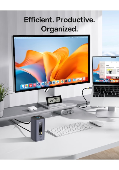 Baseus Docking Station Spacemate Serisi 11'i 1 Arada Yerleştirme İstasyonu, 3 Monitör, 2 X Hdmı 1 X Dp 4k 60hz, 3 X Usb-a/c 10 Gbps, 1 Gbps Ethernet, 100 W Pd