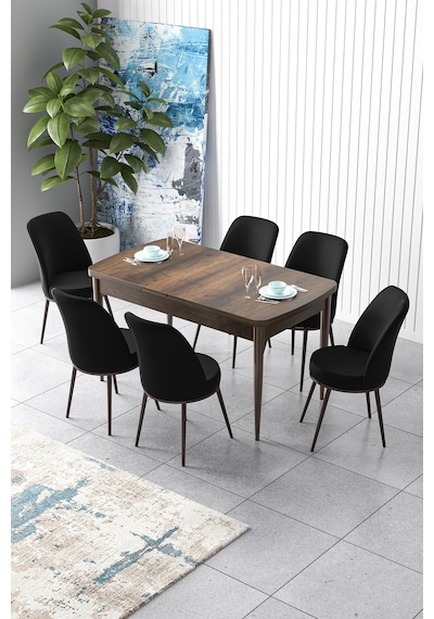 Canisa Zen Serisi 80x132 Mdf Açılabilir Barok Ahşap Desen Masa Takımı Ve 6 Siyah Sandalye Masa Barok Sandalyeler Siyah Canisa Zen Serisi 80x132 Mdf Açılabilir Barok Ahşap Desen Masa Takımı Ve 6 Siyah Sandalye Masa Barok Sandalyeler Siyah