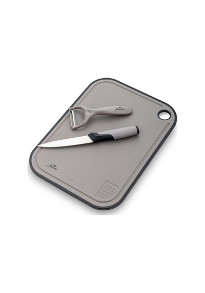 Jumbo Smart Grey Kesme Tahtası Seti Bıçak + Soyacak + Kesme Tahtası Grey