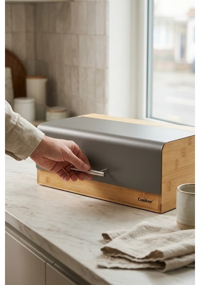 Cooker Viona Metal Kapaklı Bambu Ekmek Kutusu Ckr4540 Gri