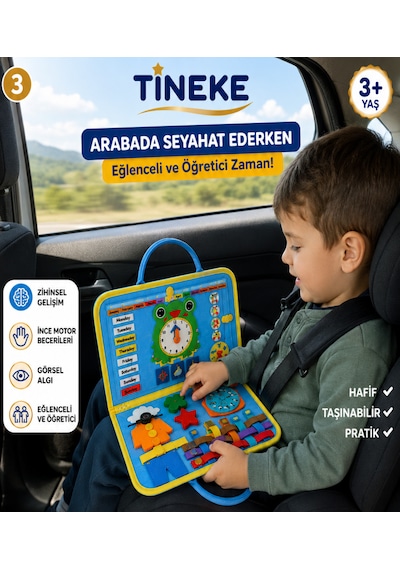 Tineke 3+ Yaş Keçe Eğitim Kitabı Montessori Eğitici Aktivite Oyuncağı Beceri Ve Zeka Geliştirici Çocuk Kitabı 4 Sayfa Mavi-ing