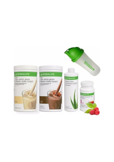 Herbalife Set 2 Adet Shake Vanilya-çikolata 1 Ad. Aloevera 1 Ad. Ahududu Çay 50 Gr Ve Shaker