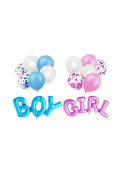 Beysüs Cinsiyet Partisi Girl Boy Mavi Pembe Konfetili Balon Demeti Standart