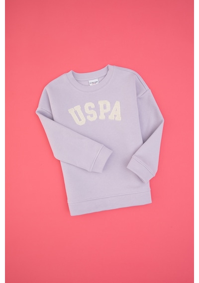 U.S. Polo Assn. Kız Çocuk Mor Bisiklet Yaka Şardonlu Sweatshirt 50317878-VR245