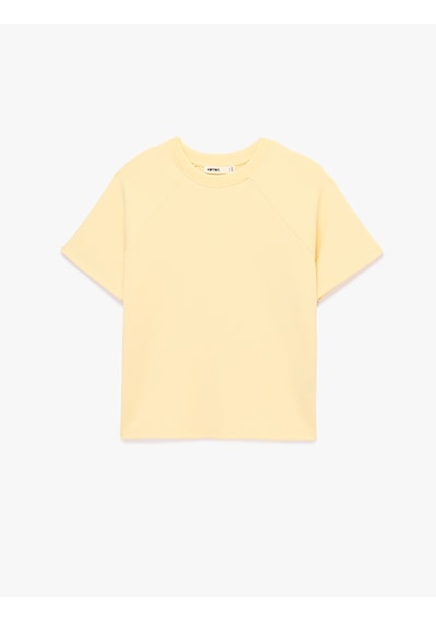 Koton Regular Fit Kısa Kollu Bisiklet Yaka Basic Tişört Sarı 6sak50390ek