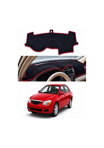 Kia - Cerato 2004-2008 Uyumlu Torpido Koruma Kılıfı - Kırmızı Şeritli