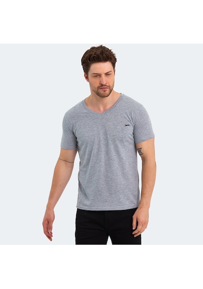 Slazenger SARGON KTN Erkek V Yaka Gri Tişört