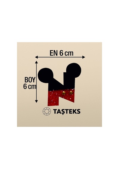 Taşlı Ütülenebilen Veya Sticker Olarak Kullanılabilen ' Mickey N ' Harfi