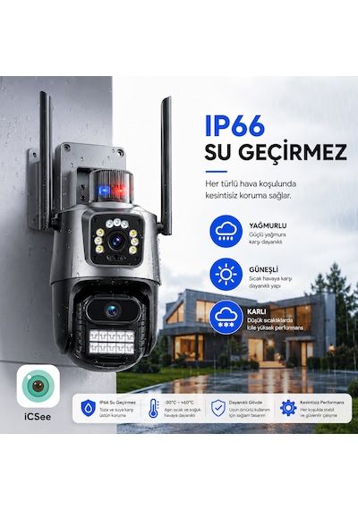Ultratekno Ic-d9 8mp Çift Lens Ptz Akıllı Wifi Güvenlik Kamerası