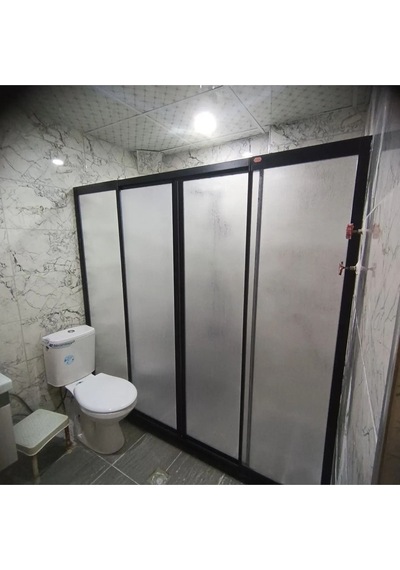 Nokta Duşakabin Teknesiz Plastik Camlı Siyah Profilli Duşakabin Nd422 Şeffaf