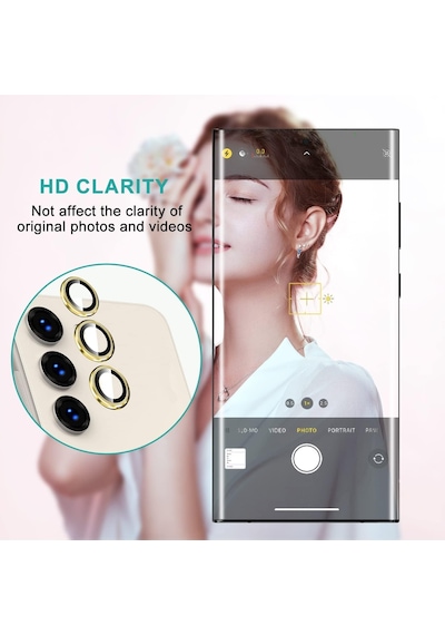 Samsung Galaxy S23 İçin Kamera Lens Koruyucuları Metal Gold Renk Temperli Cam Çizilmez Bağımsız Kamera Koruyucu Diğer