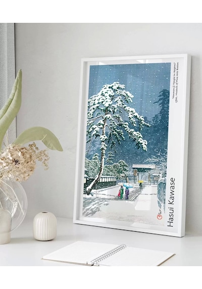 Çerçevesiz Poster Hasui Kawase Ikegami'deki Honmonji Tapınağı