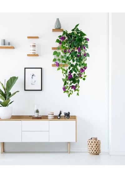 Yapay Çiçek Saksıda Mor Begonvil Çiçeği 9 Dallı 100cm Sarkan Çiçek