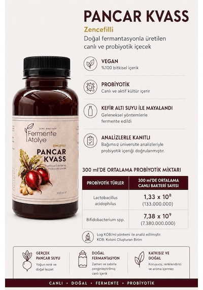 Zencefilli Pancar Kvass 300 Ml. Pet Şişede