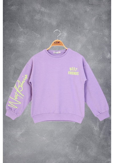 Toontoy Kız Çocuk Best Frıends Baskılı Sweatshirt Kırmızı