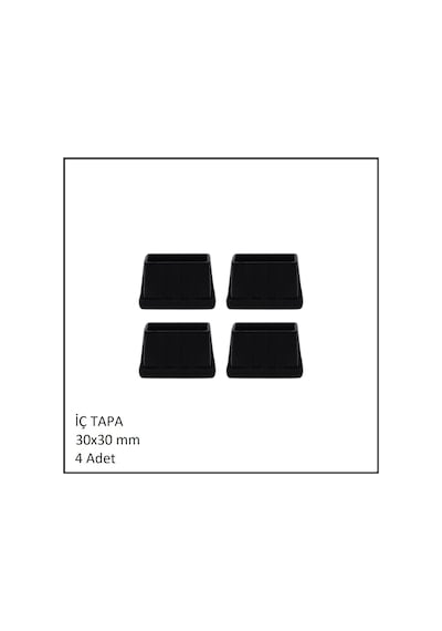 Plastik İç Tapa, Profil Tapası, Kare, Siyah, 30x30 Mm 4 Adet Siyah