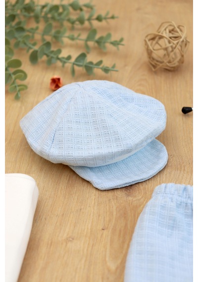 Sitilin Erkek Bebek Beyaz Mavi Natıral Pamuk Kumaş Lüks 10 Lu Hastane Çıkışı Set Stl6788 Baskılı