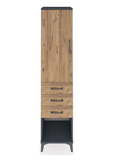 Hyperion Dolap Tek Raflı 3 Çekmeceli Tek Askılı 44x44x195 Antrasit-çam Antrasit