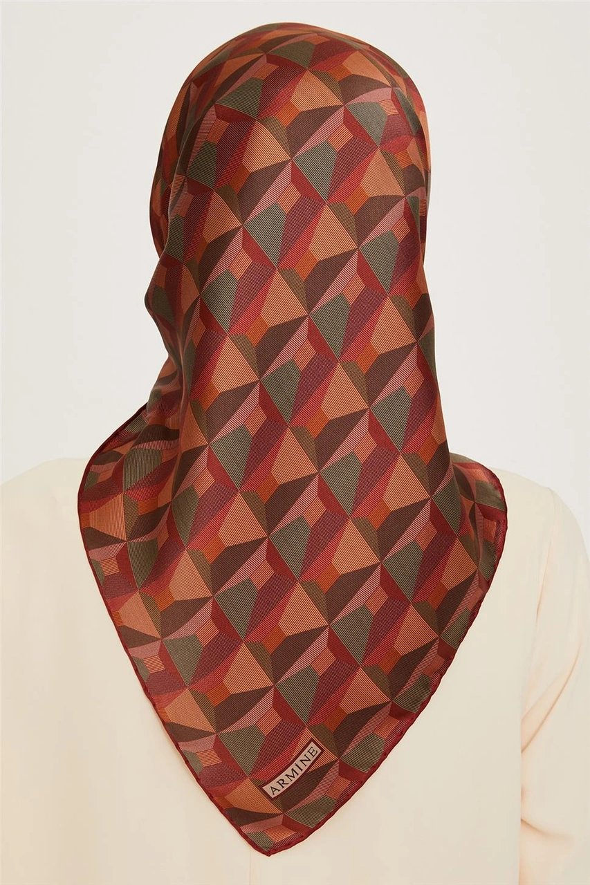 Armine Klasik Desenli Twill Saf İpek Eşarp 9204d 82 Çok Renkli