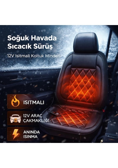 Coofbe Tüm Araçlara Uyumlu 12w Araç Koltuk Isıtma Minderi 65 C Araç Koltuk Isıtmalı Koltuk Kılıfı 1