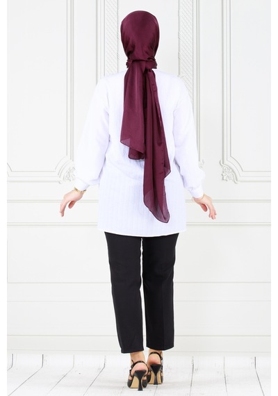 Sevitli Cebi Arı Detaylı Keten Tunik-beyaz-3867-beyaz Beyaz