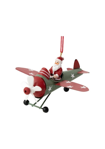 1 Adet 13cm Metal Uçakta Noel Baba Ağaç Süsü