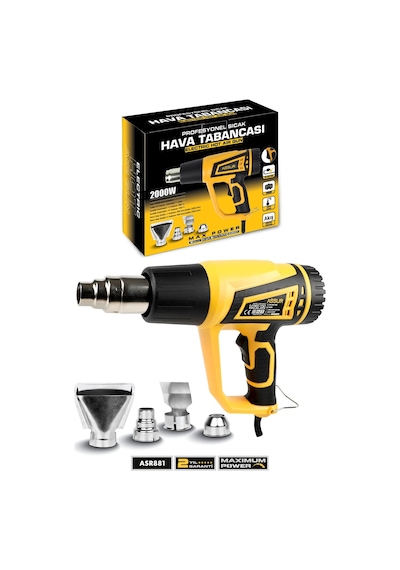 Assur 2000W 2 Kademeli 4 Başlıklı Sıcak Hava Tabancası - 3084