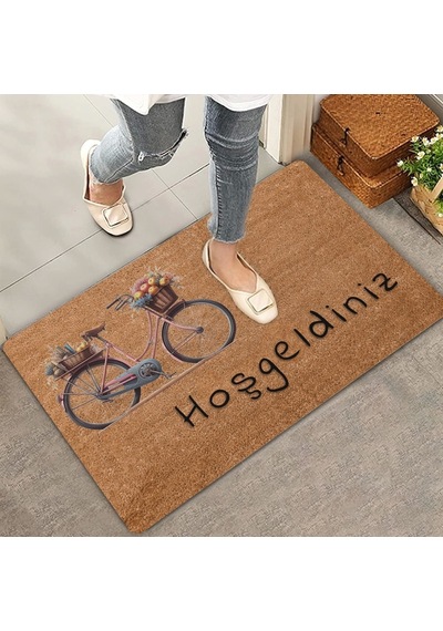 Valerine Life Meyve Sepetleri Ve Bisiklet Hoş Geldiniz Kapı Önü Paspası 45x70cm