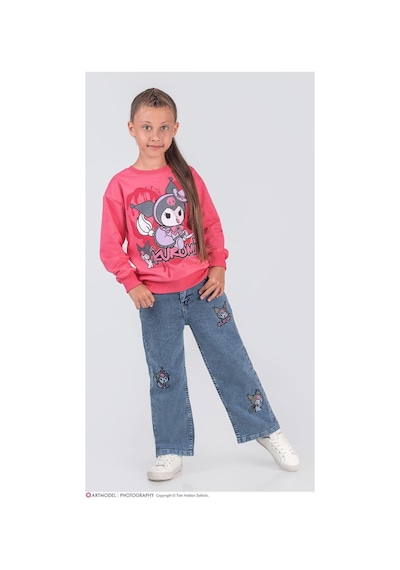 Kız Çocuk Krakter Desenli Sweatshirt - Jean Pantolon 2'li Takım - 2039 Fuşya Kız Çocuk Krakter Desenli Sweatshirt - Jean Pantolon 2'li Takım - 2039 Fuşya