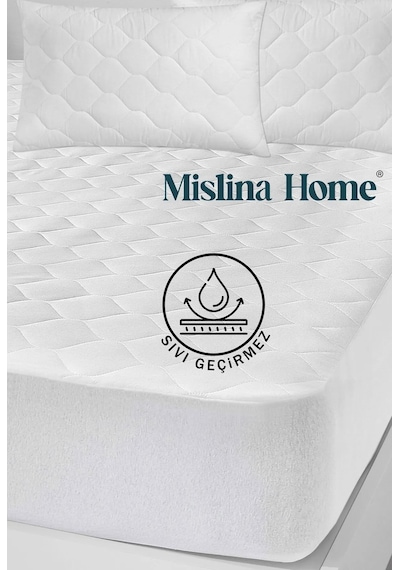 Mislina Home Kapitone Microfiber Fitted Sıvı Geçirmez Tek & Çift Kişilik Yatak Koruyucu Alezi Beyaz