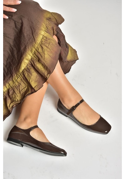 Fox Shoes S726252508 Kadın Babet - Kahverengi Rugan