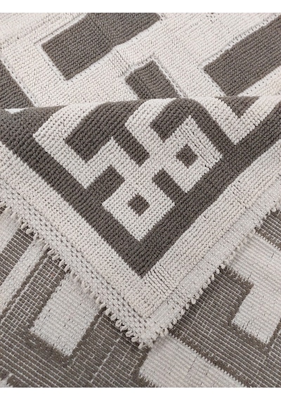 Pamuklu Bukle Lüks Kilim 140x200 -labirent Kreme Kahve Krem