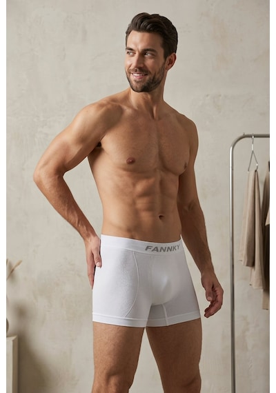 Fit Women Erkek Casual Comfort Günlük 3 Lü Beyaz Boxer