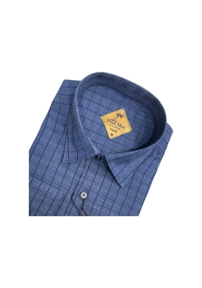 Eren Style Linen Keten Klasik %100 Cotton Uzun Kollu Terletmeyen Gömlek Lacivert