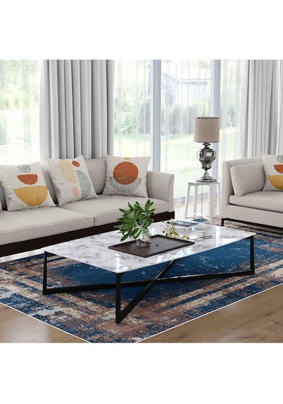 Kaymaz Taban Yıkanabilir Halı Mutfak, Salon, Yatak Odası İçin Modern Dijital Baskı Halı Slnhalı01 - 0001 Çok Renkli