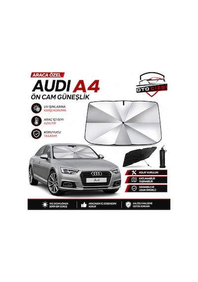 Audi A4 Şemsiye Tip Ön Cam Güneşliği Katlanabilir Uv Korumalı Araç Cam Güneşlik