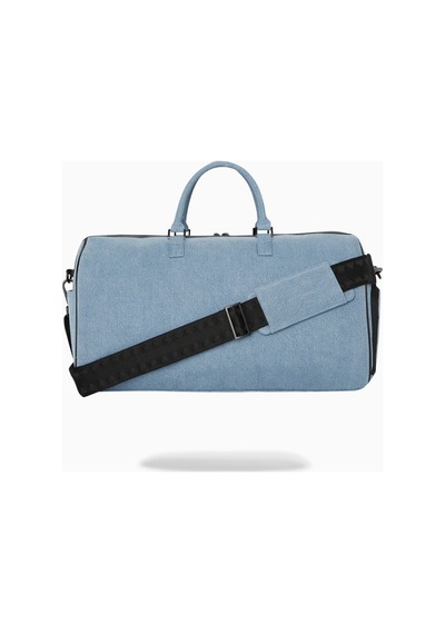 Sprayground Denim Shark Duffle, Lüks Denim Spor Ve Seyahat Çantası El Çantası Mavi