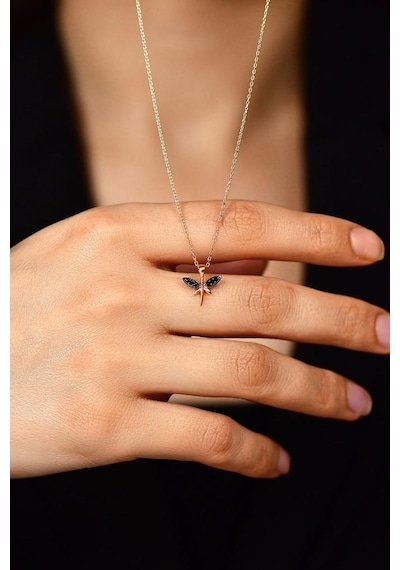 Oniks Taşlı Rose Minimal Yusufcuk Gümüş Kolye