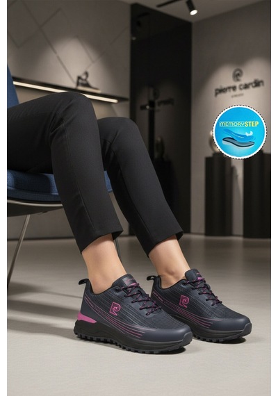 Pierre Cardin Lacivert Hafızalı Taban Hafif Bağcıklı Kadın Spor Ayakkabı Pcı-11078 G Lacivert