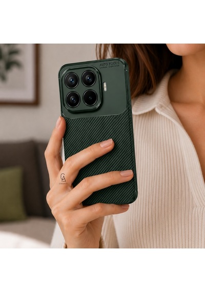 Xiaomi Mi 17t Pro Uyumlu Kılıf Karbon Tasarım Kamera Korumalı Silikon Telefon Kılıfı Kapak Koyu Yeşil